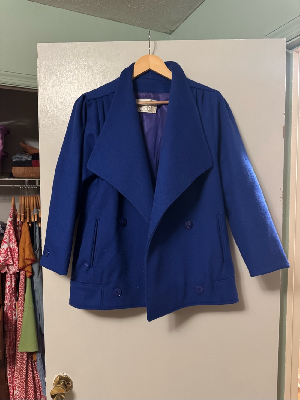 Royal Blue Women's Peacoat vintage Jacket